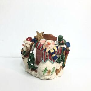 vintage 2000s snowman votive candle holder colorful nostalgic 3.5 inch